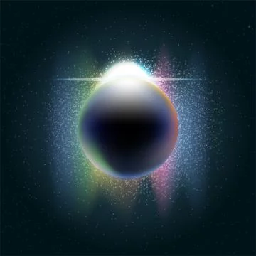 Futuristic planet earth in 3d in space full of stars, rising sun with colored Ilustração Stock