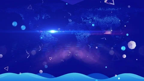 Futuristic Planet Earth In Digital Surface With Various Shapes Flying Vidéo 143892973