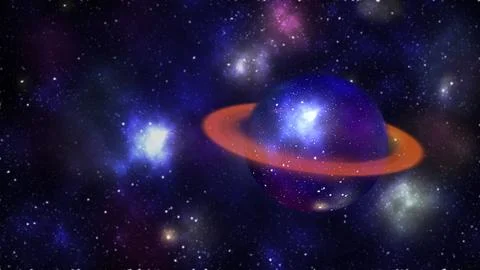 Futuristic planet with rings in the space. Stock Illustration