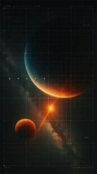 Futuristic planet view with digital HUD overlay and glowing data grid Stock Illustration