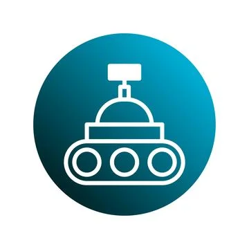 Futuristic planetary exploration vehicle technology concept icon design inn.. Stock Illustration