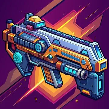 Futuristic Plasma Rifle Sci-Fi Vector Illustration Stock Illustration