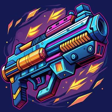 Futuristic Plasma Rifle Sci-Fi Vector Illustration Stock Illustration