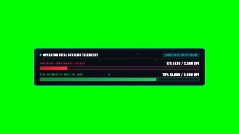 Futuristic Player Health and Shield HUD on Green Screen Vídeos de archivo 345258792