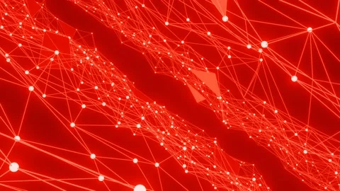 Futuristic Plexus Animation Backdrop, 3D Rendered Red Abstract Seamless Loop Видео 165920989