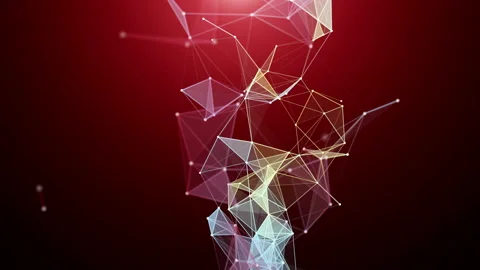 Futuristic plexus animation with glowing triangles + light, 4096x2304 loop 4K Vídeos de archivo 144021592