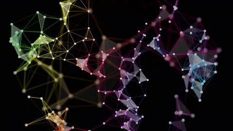 Futuristic plexus animation with triangles in slow motion, 4096x2304 loop 4K Stock Footage 197697607
