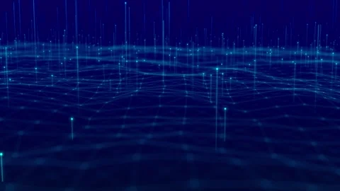 Futuristic Plexus Pattern Use of Particles Rising in Network Grid Stock Footage 314195154
