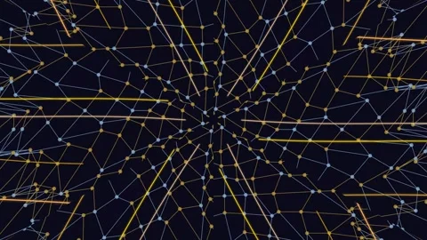 Futuristic Plexus Web with Glowing Gold Radial Lines Stock Footage 329894110