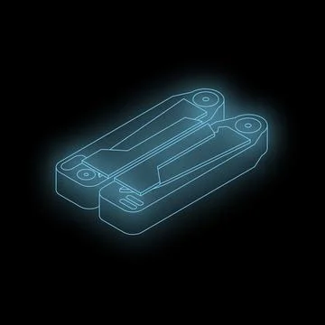 Futuristic pocket multitool glowing on dark background Stock Illustration