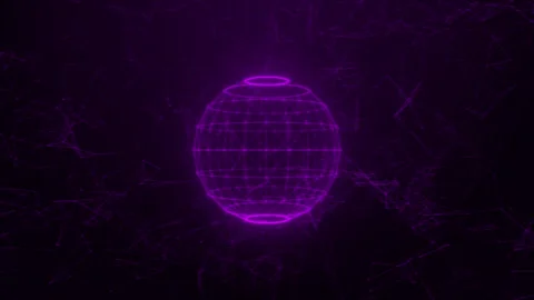 Futuristic polygon sphere network digital space polygonal nodes Stock Footage 337865749