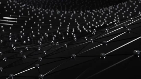 Futuristic polygonal background of low poly surface with dots and lines. Video stock 131255473