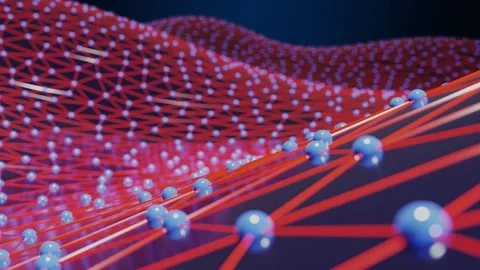 Futuristic polygonal background of low poly surface with dots and lines. Video stock 131255680