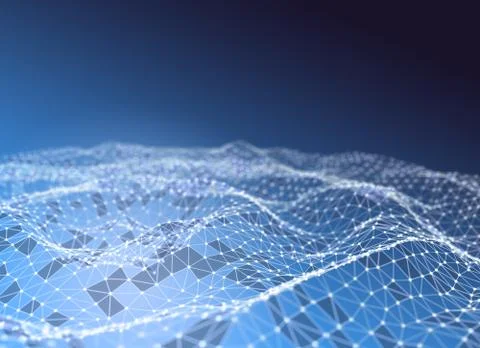 Futuristic polygonal background of low poly surface. Abstract 3d rendering. Illustrazione stock