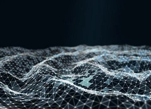Futuristic polygonal background of low poly surface. Abstract 3d rendering. Illustrazione stock