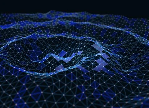 Futuristic polygonal background of low poly surface. Abstract 3d rendering. Illustrazione stock