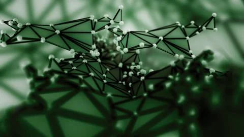 Futuristic polygonal background of low poly surface with connected spheres Stock Illustration