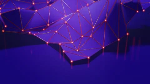 Futuristic polygonal background of low poly surface with connected spheres Stock Illustration