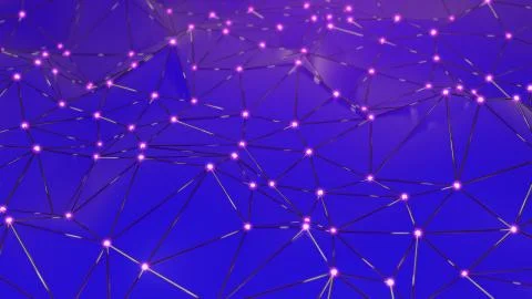 Futuristic polygonal background of low poly surface with connected spheres Stock Illustration