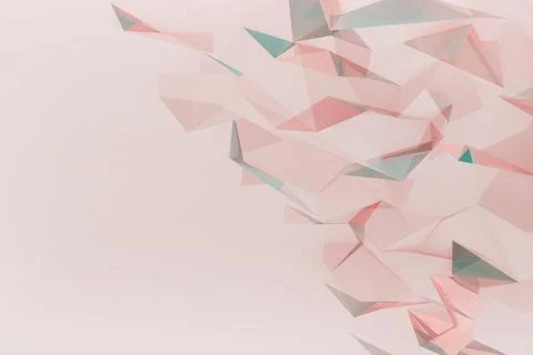 Futuristic polygonal folded texture in soft pink tones, pattern as border for Stock Illustration