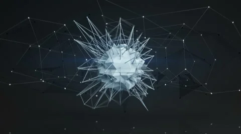 Futuristic polygonal network shape. Abstract 3d render loop 4k UHD (3840x2160) Stock-Footage 65213526