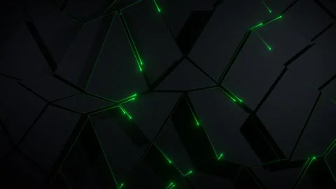 Futuristic polygonal surface with glowing neon lines loop animated 库存影片 330876650
