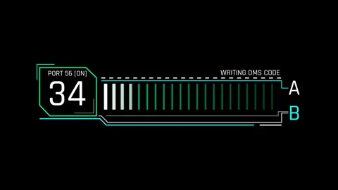 Futuristic Port Status Interface With Code Writing Progress And Channel Monitor Vídeos de archivo 344960930