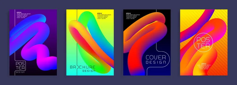 Futuristic poster templates. Abstract vector backgrounds. Stock Illustration