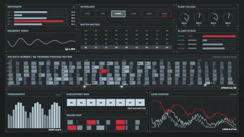 Futuristic Process Control Data HUD Seamless Loop Stock Footage 342205390
