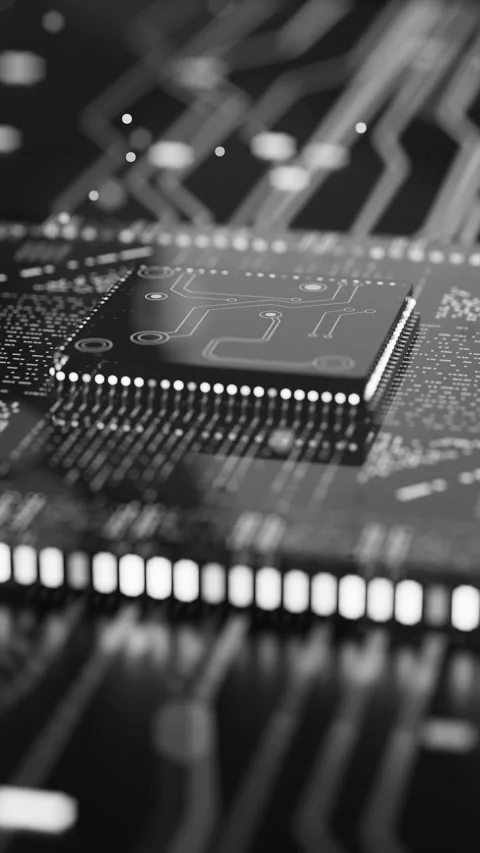 Futuristic processor with bright signal lines Stock Footage 341883450