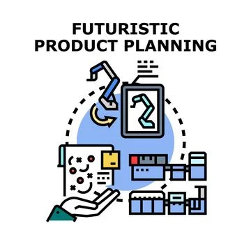 Futuristic product planning process implementing automation technology Illustrazione stock
