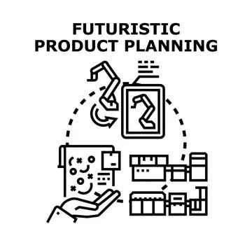 Futuristic product planning process implementing automation technology Stock Illustration