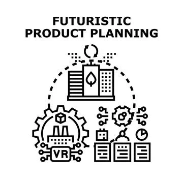 Futuristic product planning workflow with advanced technologies Stock Illustration