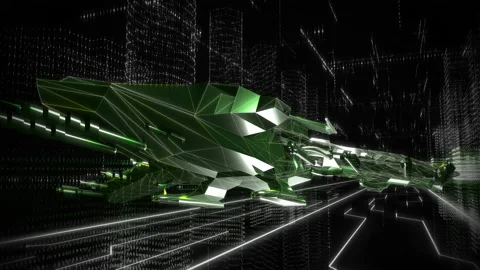 Futuristic Programmer Armed Green Plane Vehicle Protects System Code Data Stock Footage 170746600