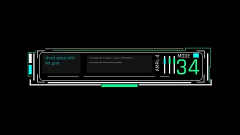 Futuristic Programming Status Panel With Mode Counter And System Data Display Stock Footage 344960929