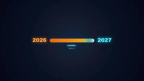 Futuristic progress bar indicating the transition from the year 2026 to 202.. Stock Footage 346502030