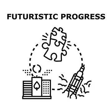 Futuristic progress concept driving sustainable urban development Stock Illustration