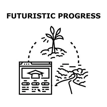 Futuristic progress concept representing path of development Illustration