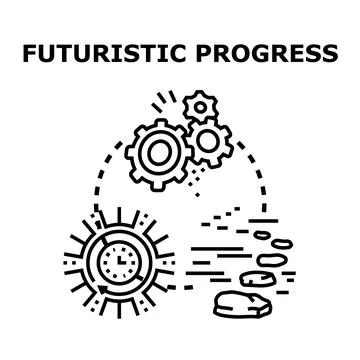 Futuristic progress icon representing business innovation and development Stock Illustration