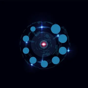 Futuristic progress loading bar with circles, round indicator, download pro.. 스톡 일러스트