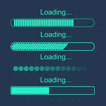 Futuristic progress loading bar. Set of indicators. Download progress, web Ilustración de archivo