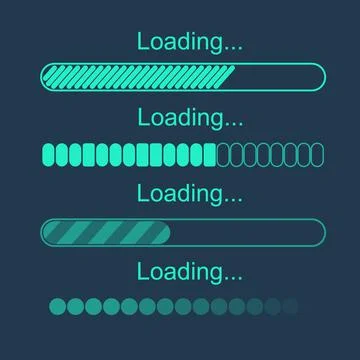 Futuristic progress loading bar. Set of indicators. Download progress, web Stock Illustration