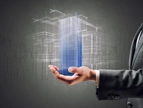 Futuristic project of a building Ilustración de archivo