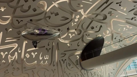 Futuristic propeller-powered hybrid airship drone 1 Stock Footage 328843223