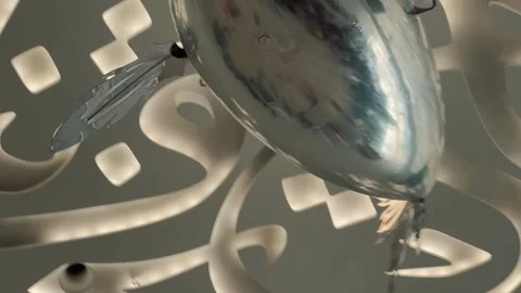 Futuristic propeller-powered hybrid airship drone 7 Stock Footage 328843288