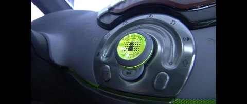 Futuristic Prototype Electric Car Dashboard with High-Tech Digital Interface Stock Footage 290124217