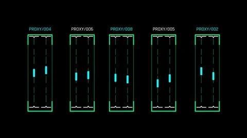 Futuristic Proxy Monitor With Multiple Vertical Channel Status Indicators Stock Footage 344961008