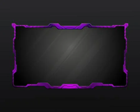 Futuristic purple border live stream webcam overlay screen border frame Stock Illustration