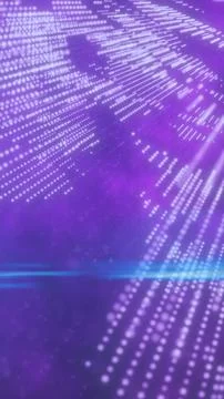 Futuristic purple data grid with glowing dots forming dynamic digital wave .. Stock Illustration
