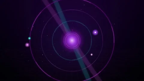 Futuristic Purple Digital HUD Interface with Rotating Circles and Glowing Data Stock Footage 346202920
